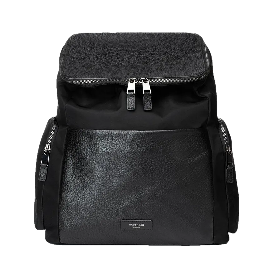 Alyssa Diaper Bag Black & Gunmetal Leather