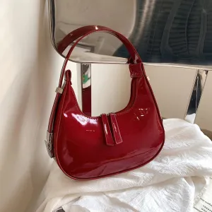 Amozae-Half Moon Bag Vintage PU Leather Small Shoulder Bag for Women Girls  Hobo Handbag Luxury Retro Red Ladies Armpit Purses Totes