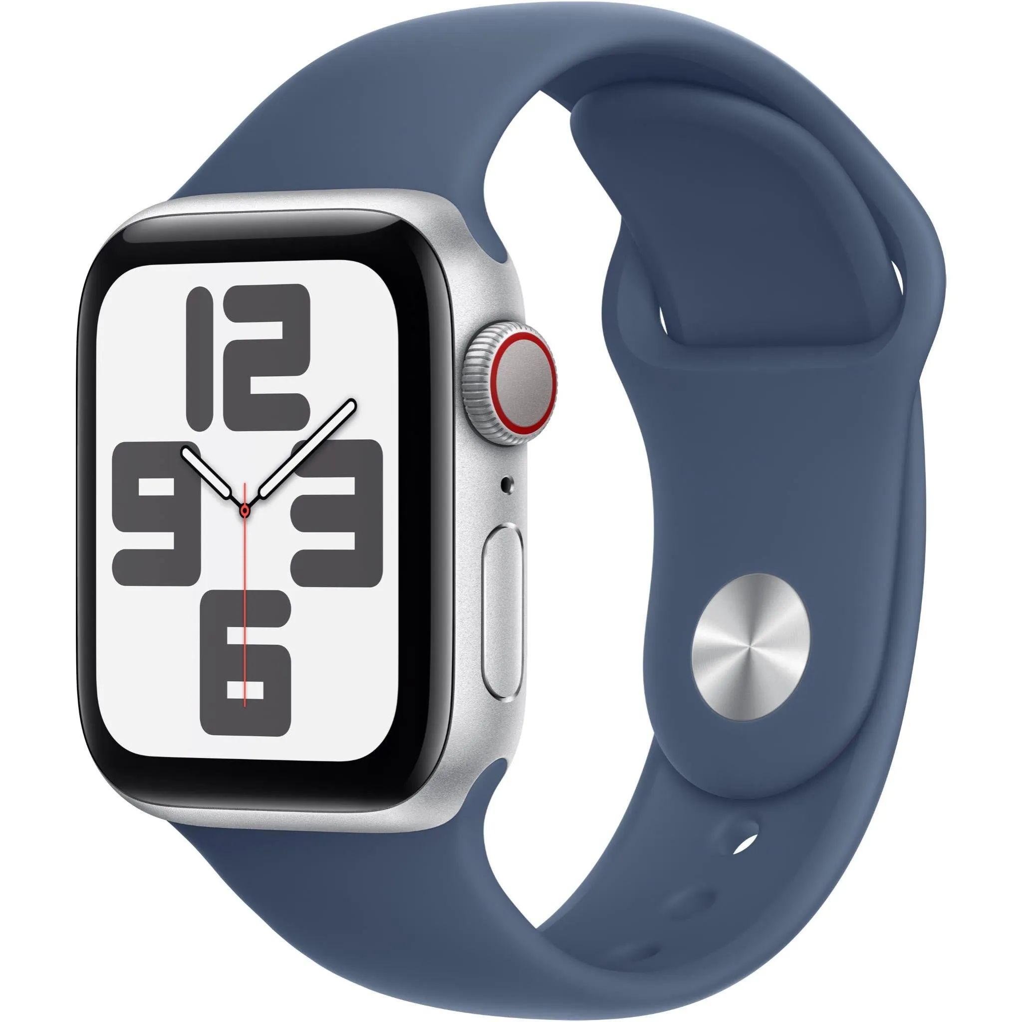 Apple Watch SE 40mm Silver Aluminium Case  GPS   Cellular Sport Band (S/M) (Denim) [2024]