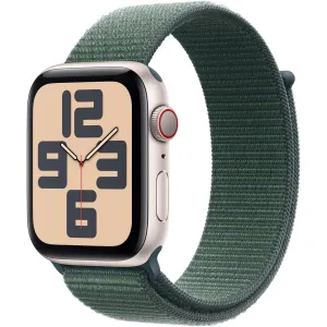 Apple Watch SE 44mm Starlight Aluminium Case GPS   Cellular Sport Loop (Lake Green) [2024]