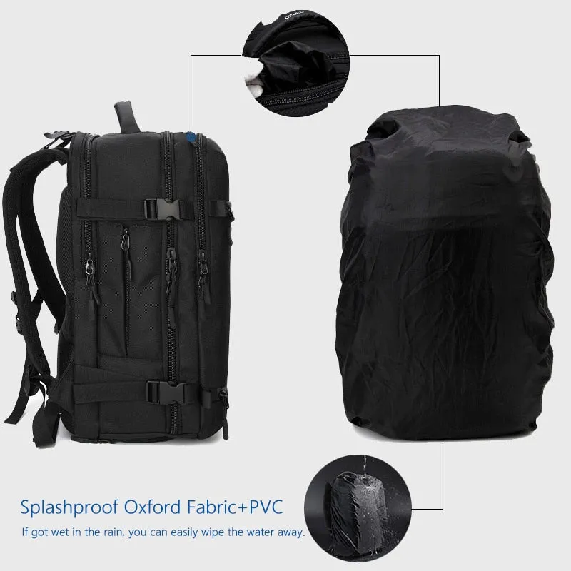 Backpack with Waterproof Cover Shoe Compartment 35L Water Repellent USB Charging Travel Backpack