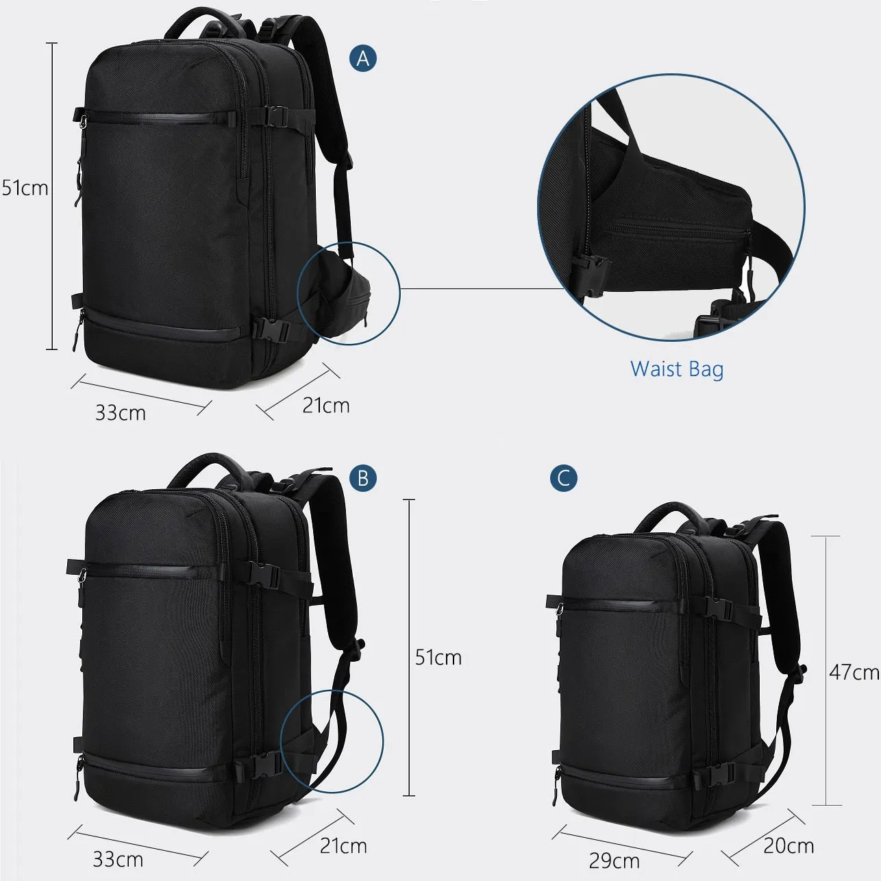 Backpack with Waterproof Cover Shoe Compartment 35L Water Repellent USB Charging Travel Backpack