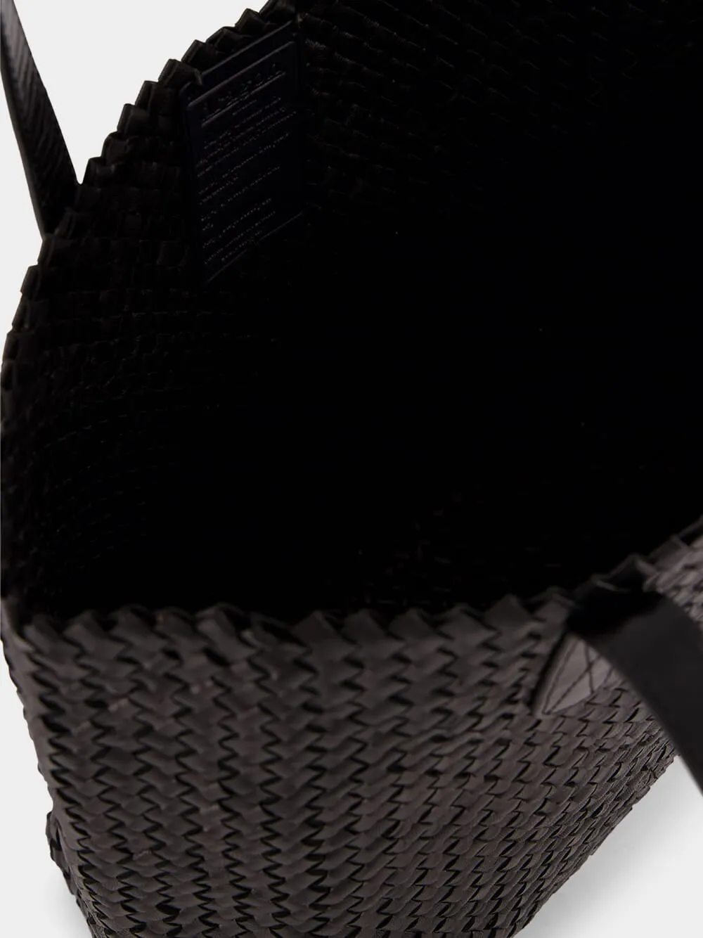 Black Woven Leather Shoulder Bag