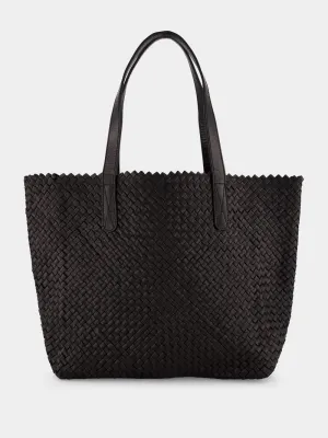 Black Woven Leather Shoulder Bag