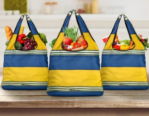 Blue Yellow White Beach ChairStripe Grocery Bag