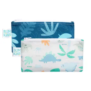 Bumkins - Reusable Small Snack Bags (2Pk) - Blue Tropic/Dinosaur