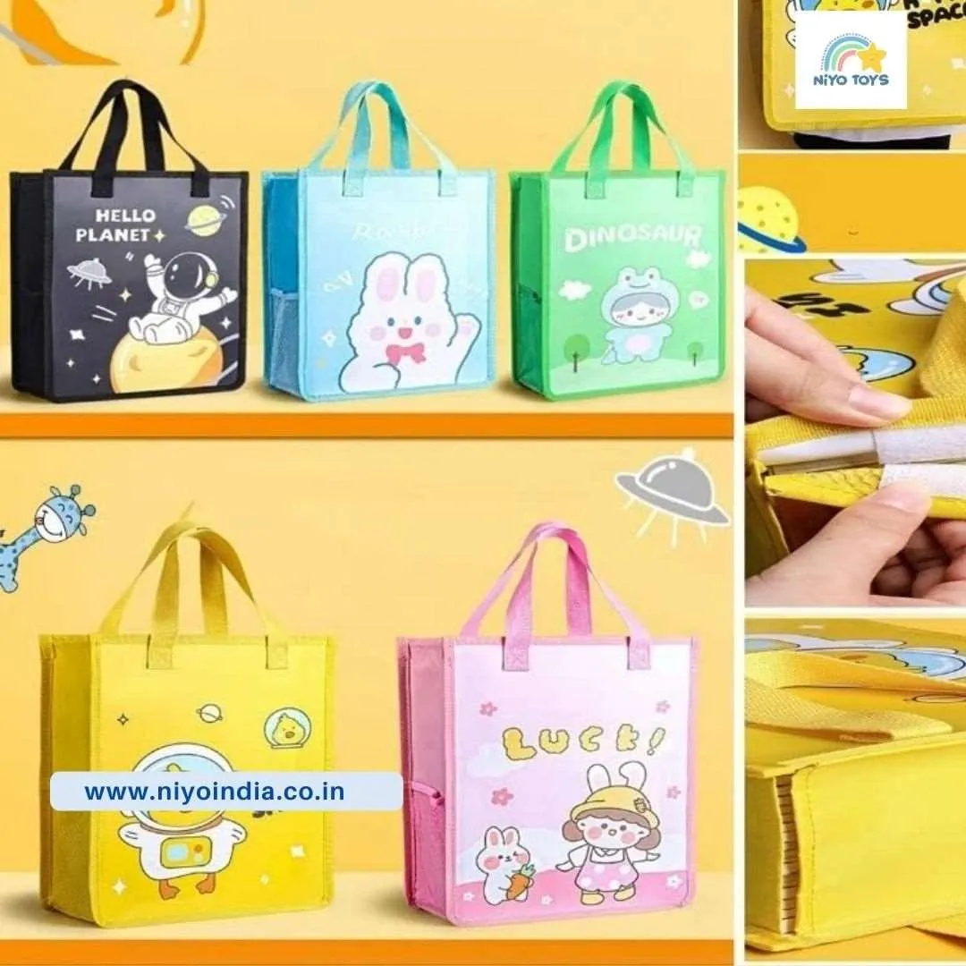 Cartoon Canvas Tote Bag (Assorted Colors)