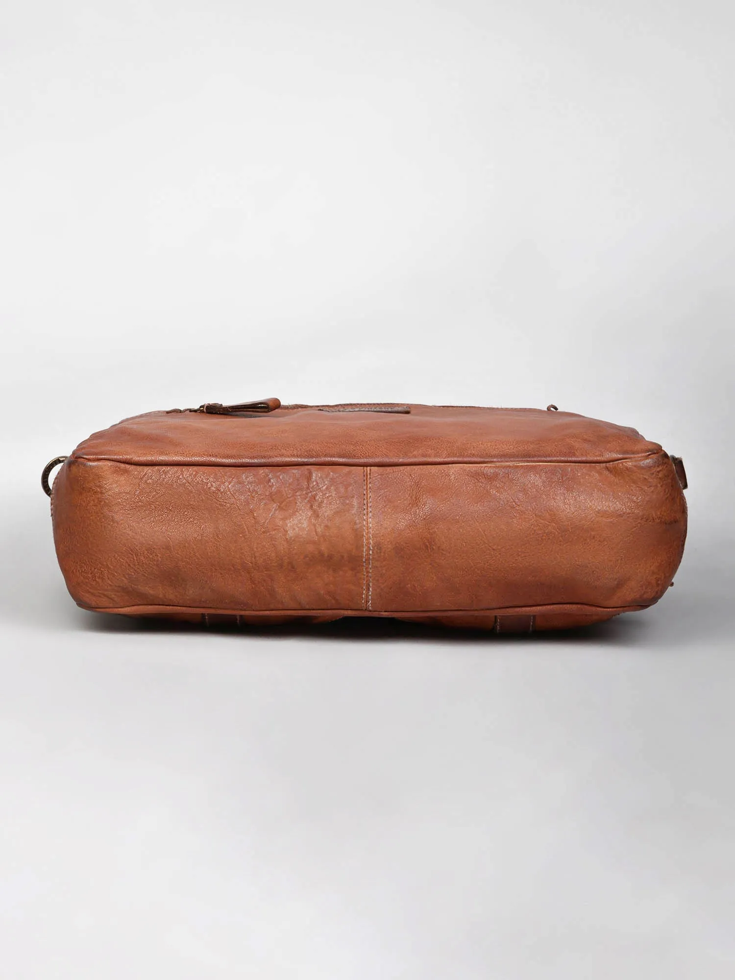 Cognac Vintage Leather Laptop Bag For Men & Women By Art N Vintage