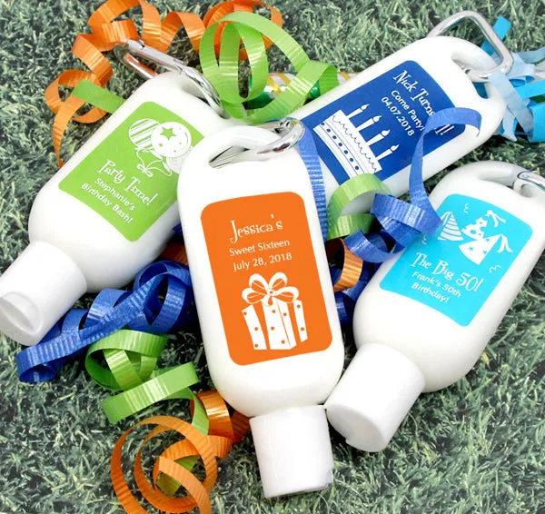 Custom Sunscreen Favor with Carabiner - Silhouette Collection