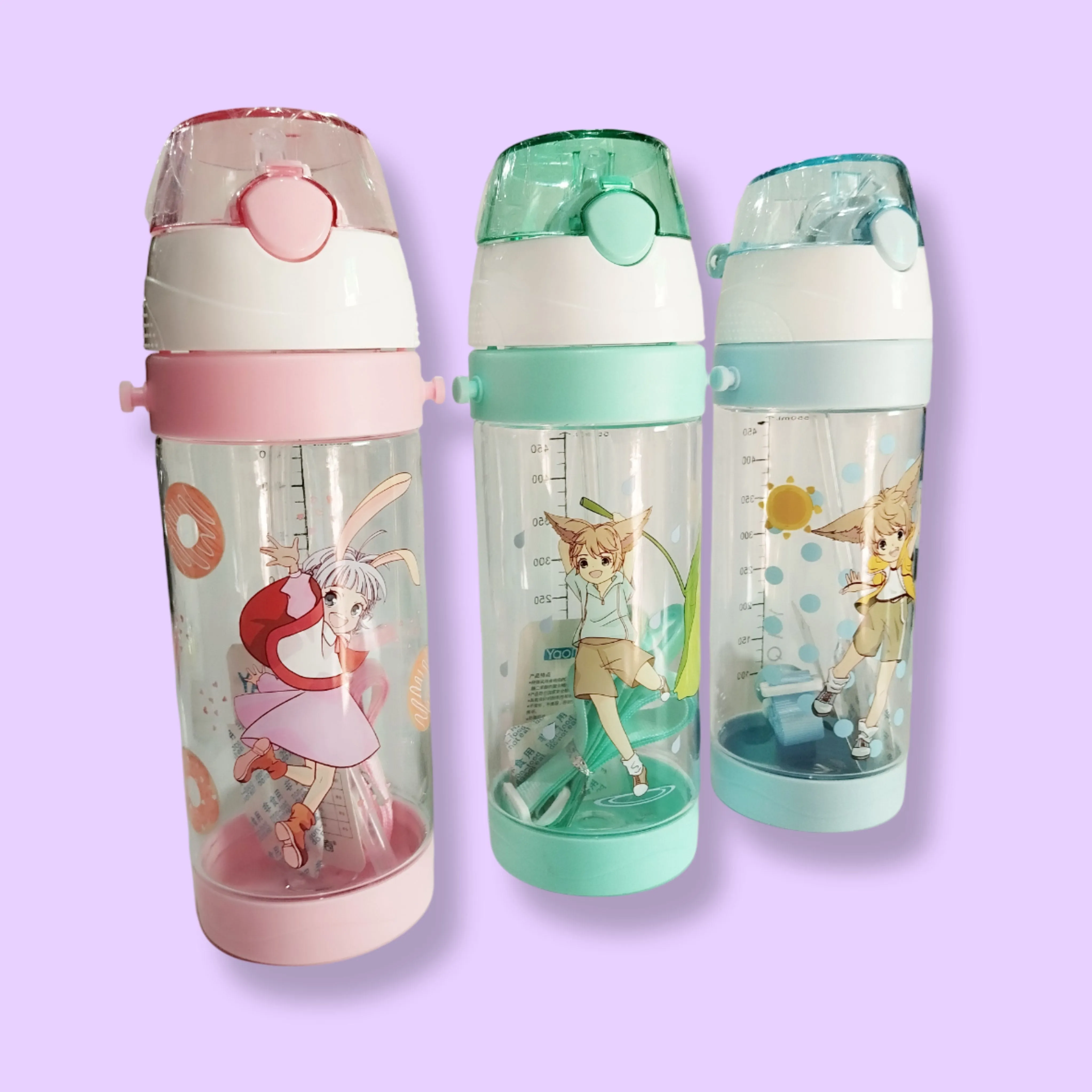 Cute Cartoon Plastic Water Bottle for Kids 550ml