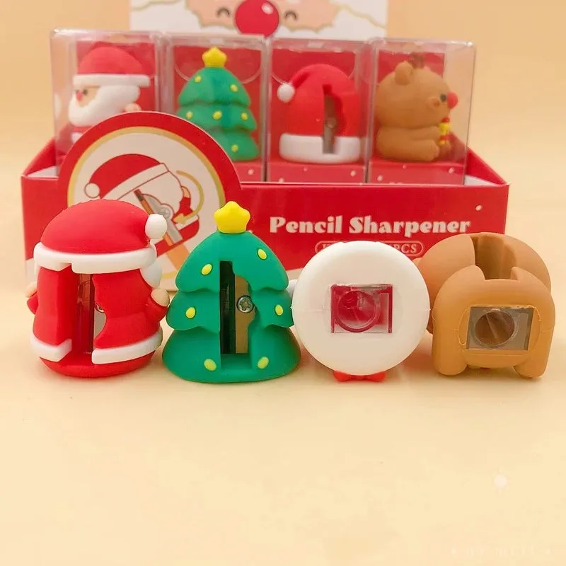 Cute Christmas Theme Silicone Pencil Sharpener - Pack of 2