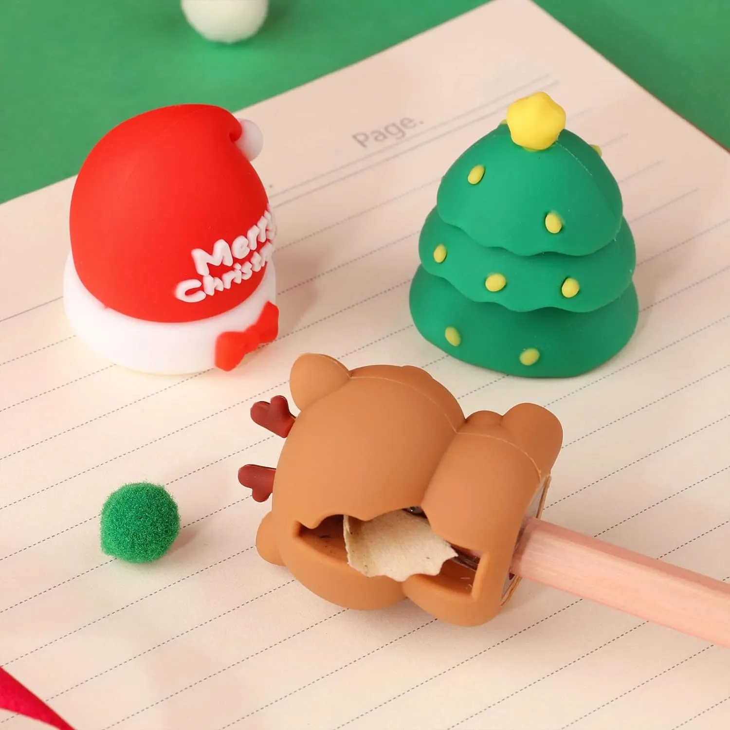 Cute Christmas Theme Silicone Pencil Sharpener - Pack of 2