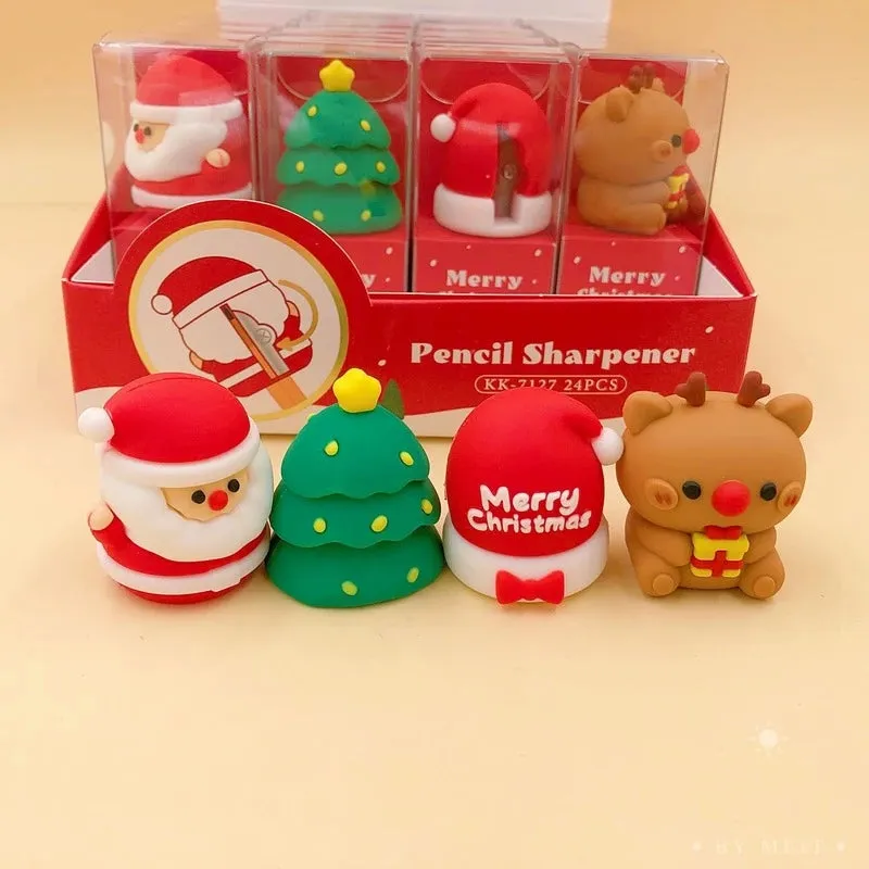 Cute Christmas Theme Silicone Pencil Sharpener - Pack of 2