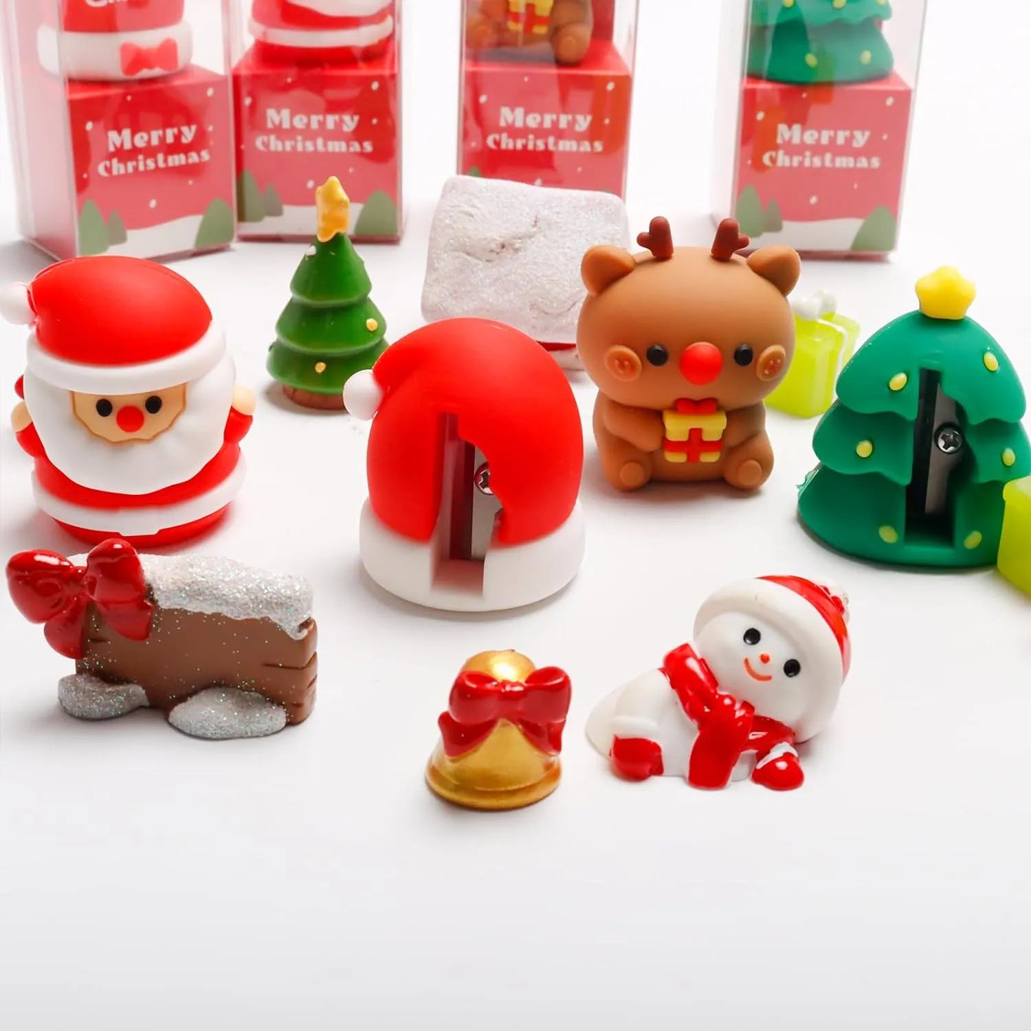 Cute Christmas Theme Silicone Pencil Sharpener - Pack of 2