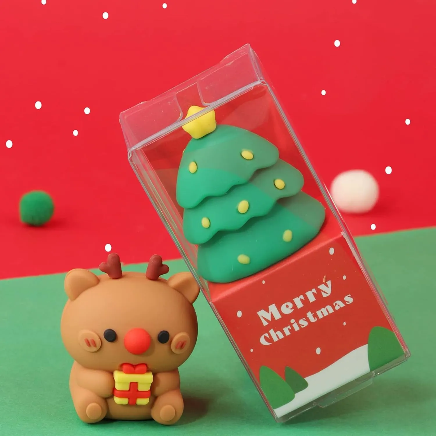 Cute Christmas Theme Silicone Pencil Sharpener - Pack of 2