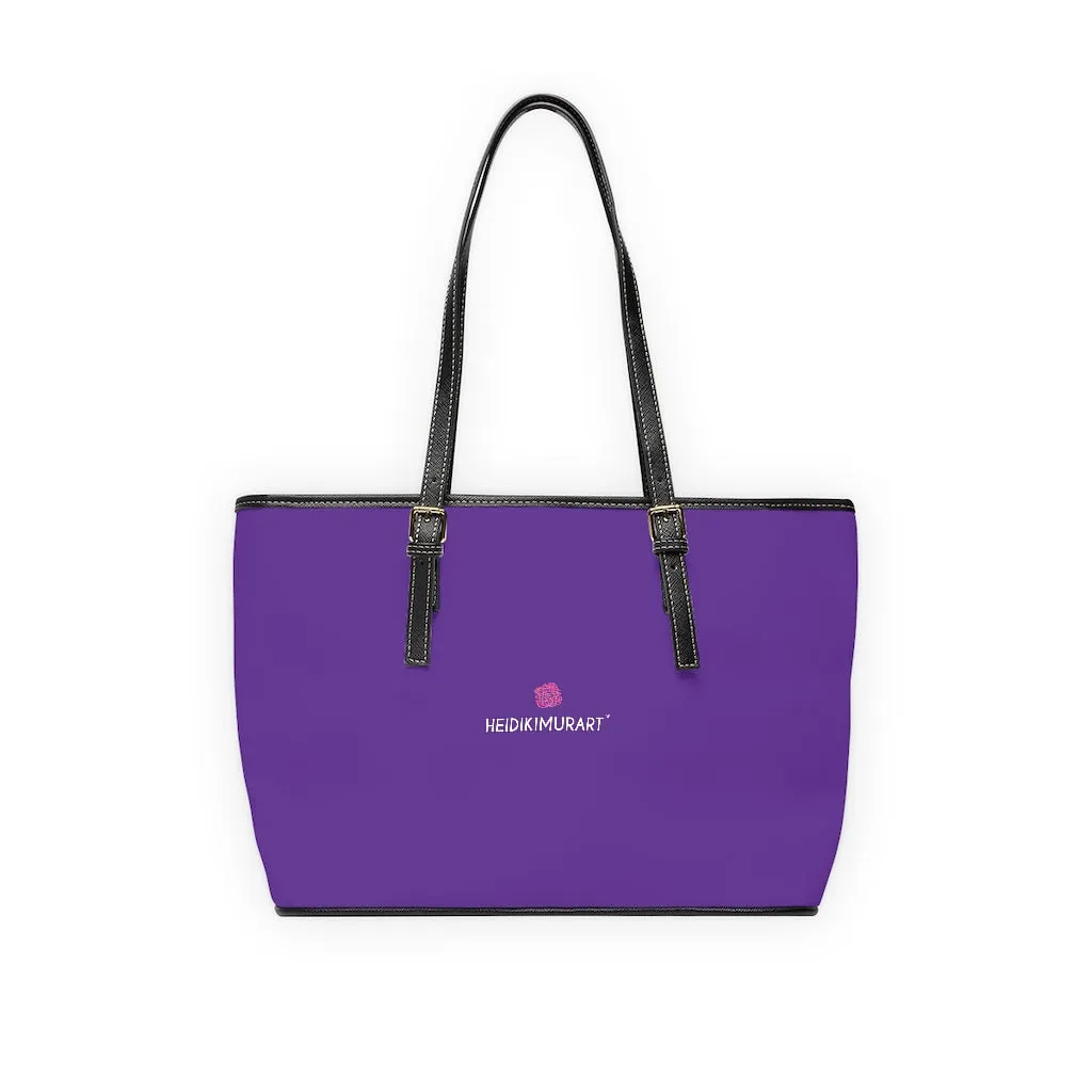 Dark Purple Zipped Tote Bag, Solid Color Modern Essential Designer PU Leather Shoulder Bag For Ladies