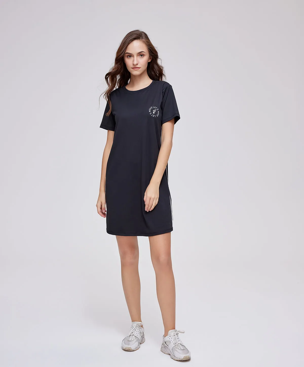 Energized Artletes Basic Tee Dress with Stripes