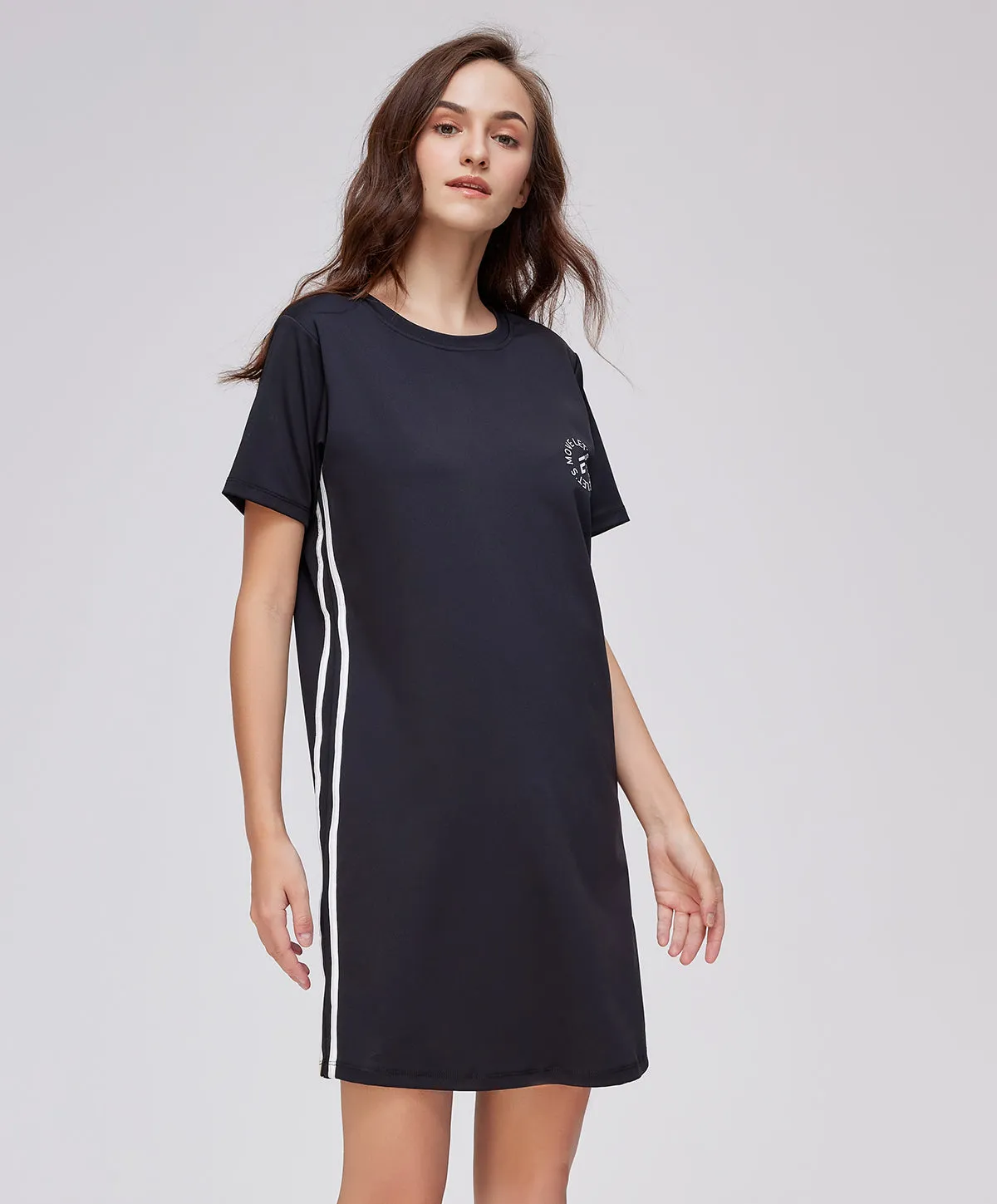 Energized Artletes Basic Tee Dress with Stripes