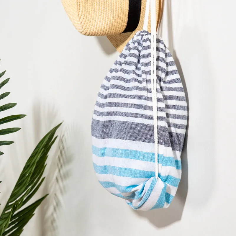 Estee Stripe Fouta Bag - Turquoise/Navy