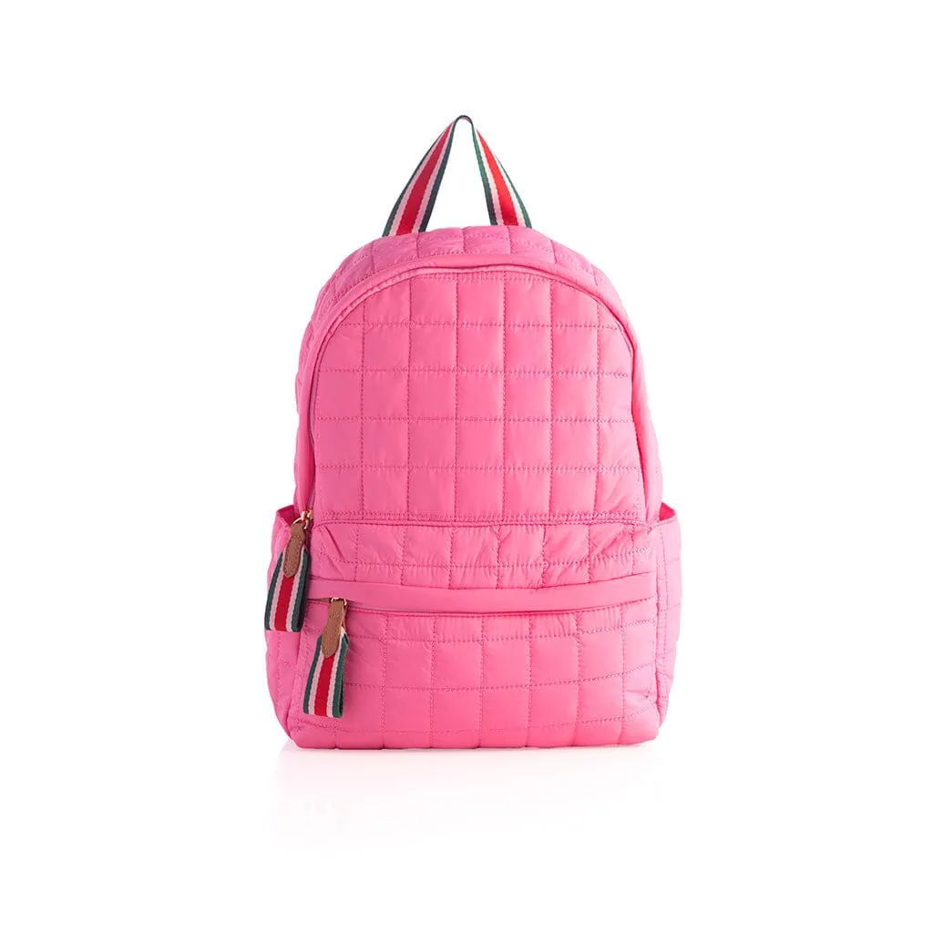 Ezra Quilted Nylon Backpack | Pink