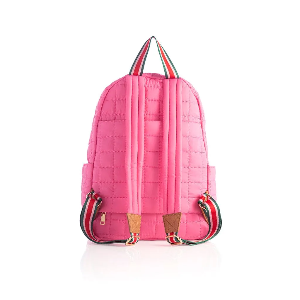 Ezra Quilted Nylon Backpack | Pink