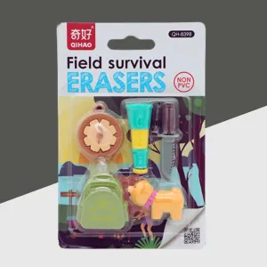 Fancy Field Survival Erasers (Set Of 5)