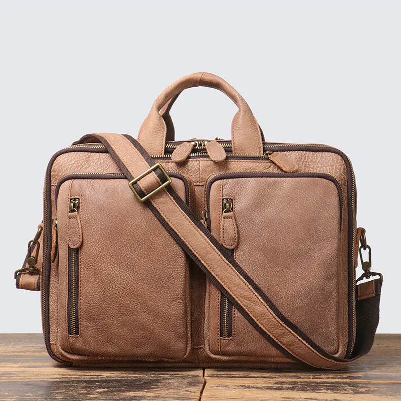 Full Grain Leather Handbag Convertible Leather Backpack Laptop Bag