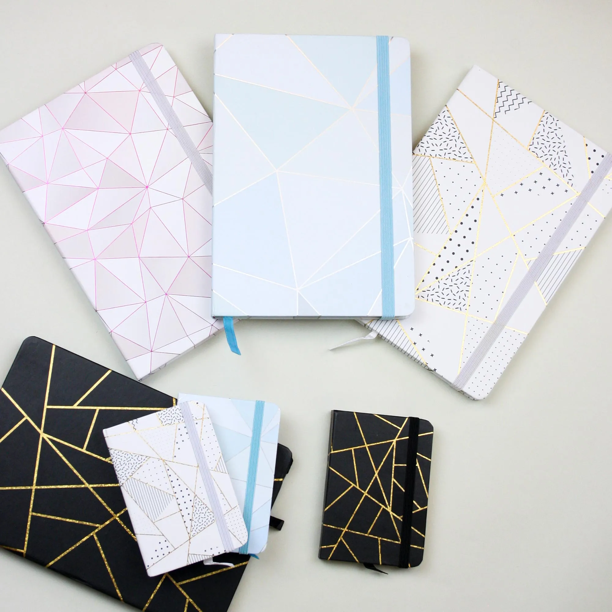 Geometric Marble Prints Hardback Notebook - Set of 2 (A5 & A7)