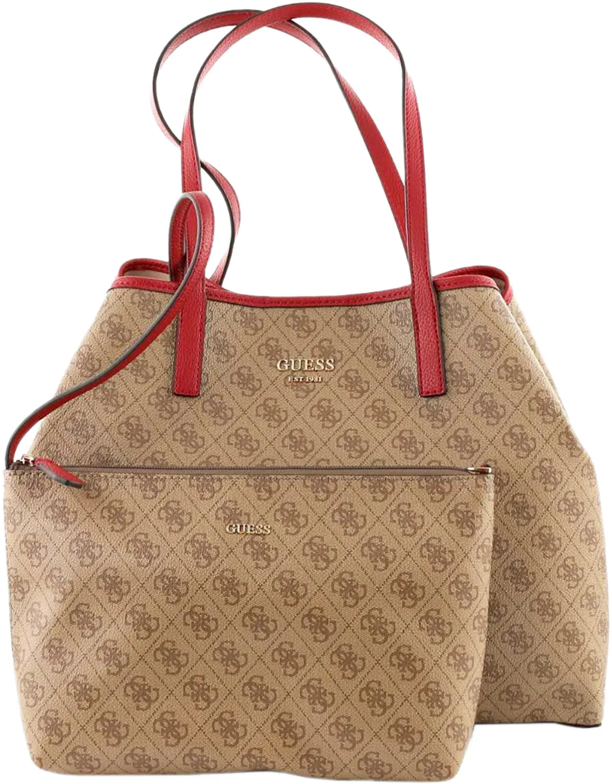 Guess Vikky Large Tote In Brown For Women