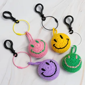 Happy Face Puffy Ball Key Ring