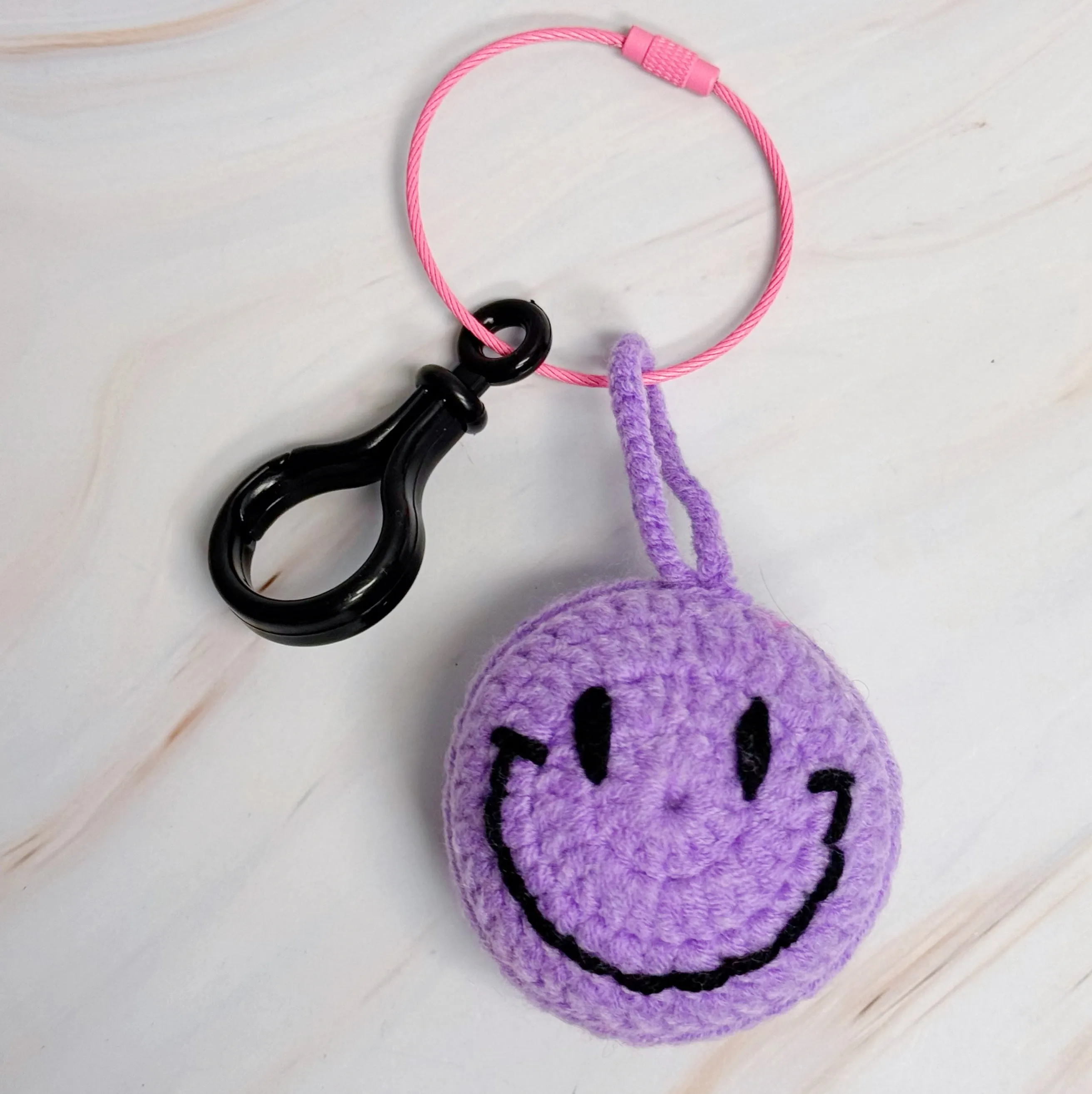 Happy Face Puffy Ball Key Ring