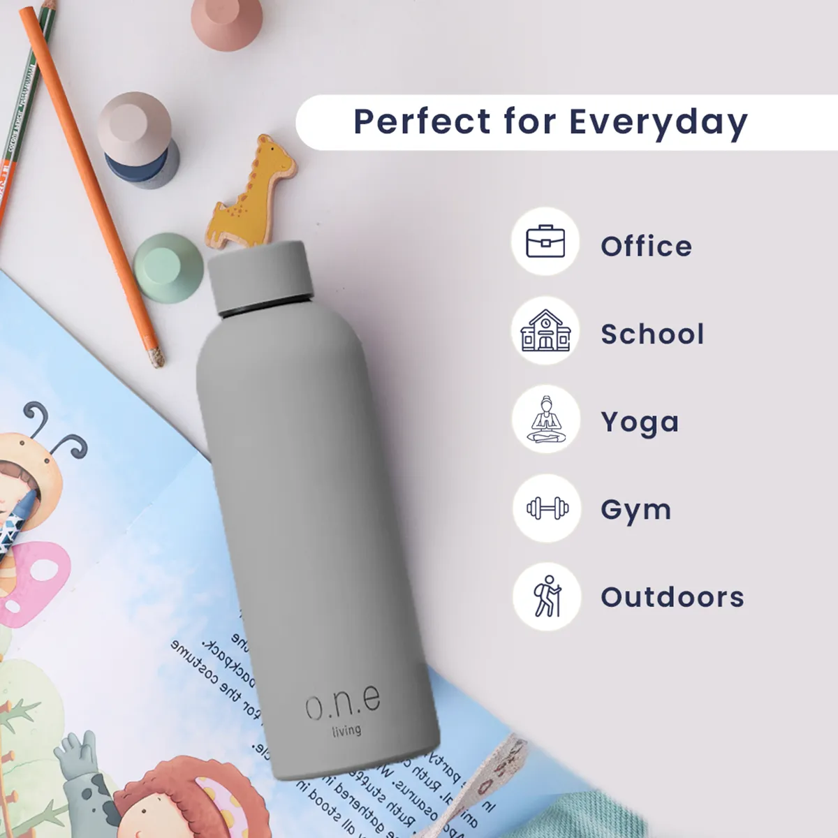 Insulated Stainless Steel Bottle | 500 ml | Grey