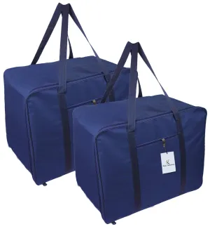 Kuber Industries 2 Pieces Rexine Jumbo Attachi Bag Travel Handbag Storage Carrying Bag, Blanket Cover, Duffle, Travel Multi-Purpose Bag (Blue) CTKTC034725