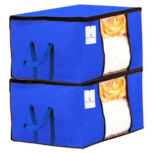 Kuber Industries Rectangular Underbed Storage Bag, Blanket Cover (Royal Blue, Extra Large Size, CTKTC23863) - Set of 2