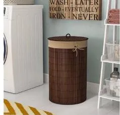 Laundry Bamboo ,Clothes Storage Basket ,Free Standing Dirty Clothes Hamper Bin-Random Color-1PC-BY APT