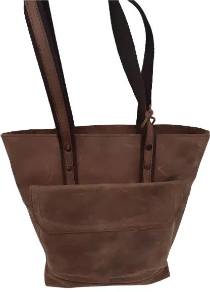 Leather Tote Bag with Pockets-11x14"