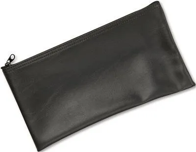 Leatherette Zippered Wallet Leather-Like Vinyl 11W X 6H Black