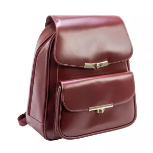 McKlein Kendall Business leather laptop backpack, red