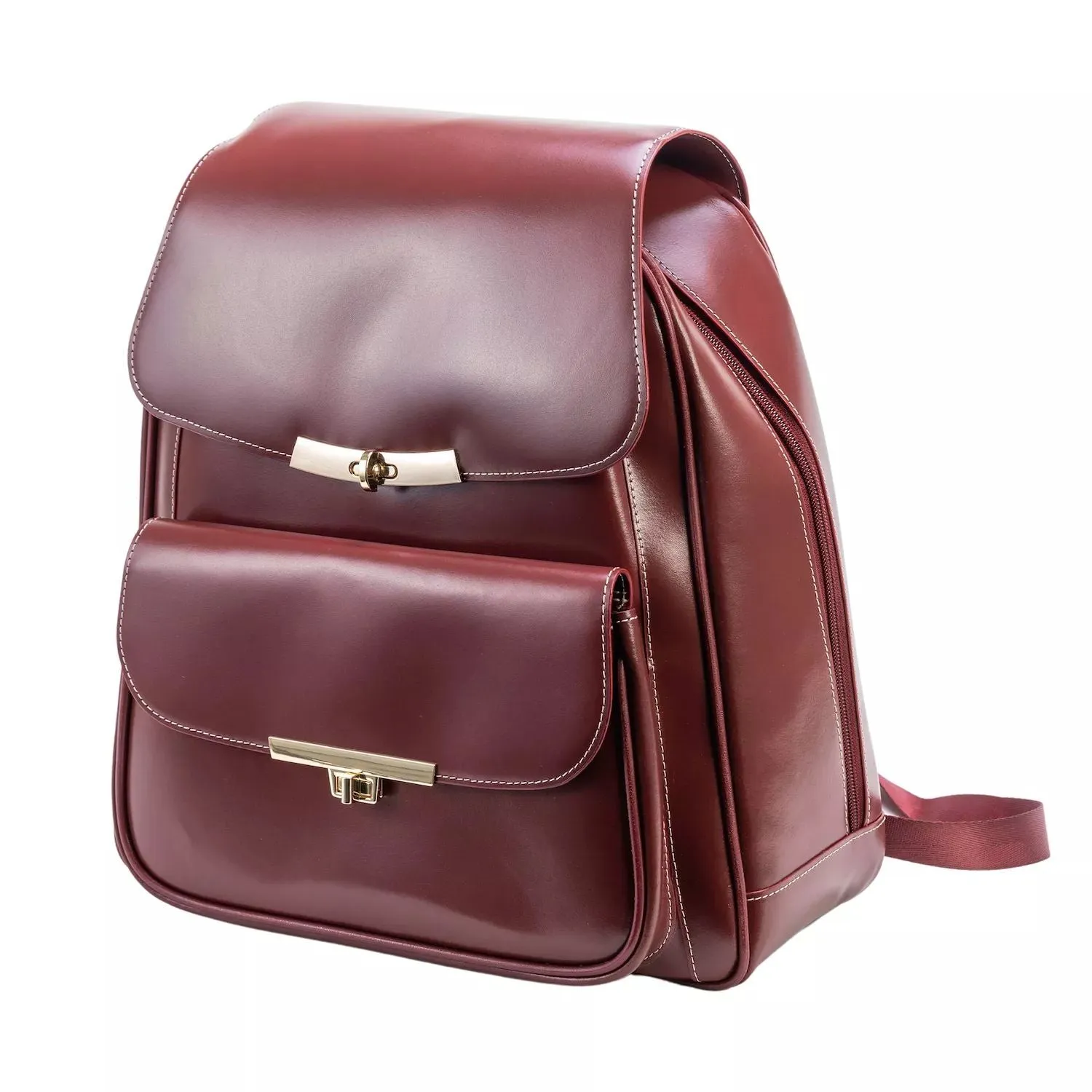 McKlein Kendall Business leather laptop backpack, red