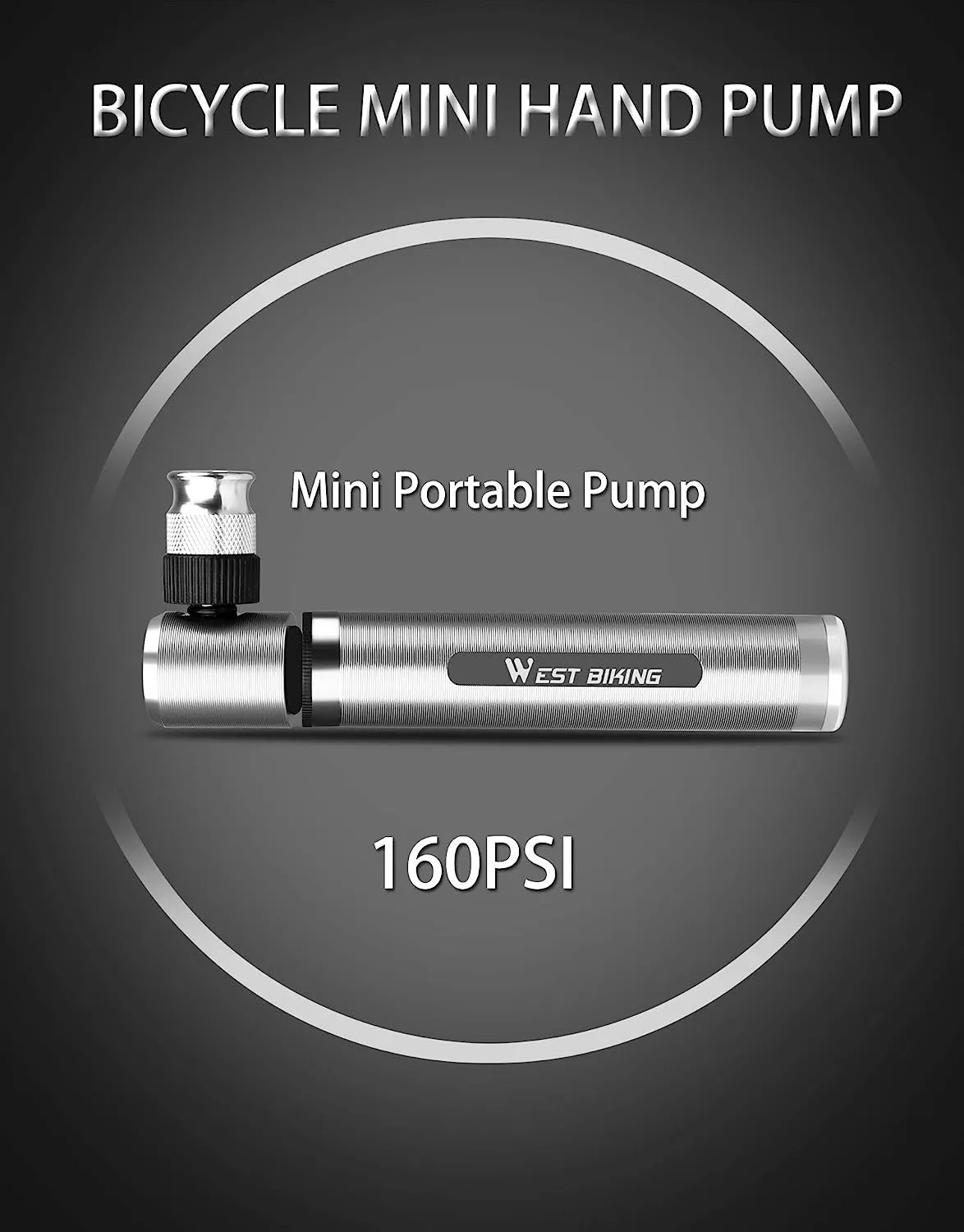 Mini Bike Pump - Fits Presta & Schrader- 160 PSI - Includes Mount Kit -Compact & Light - Bicycle Tire Pump for Road,Mountain and BMX Bikes -2.9 Oz