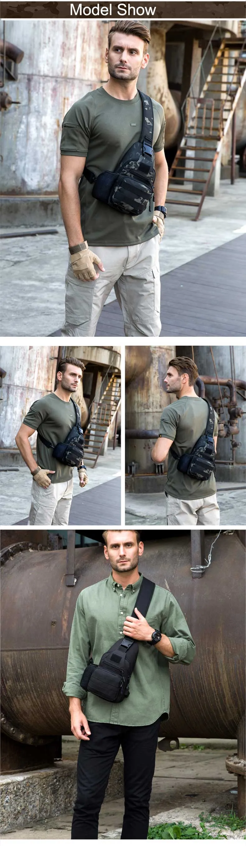 Molle Single Shoulder Sling Chest Backpack with USB Charging