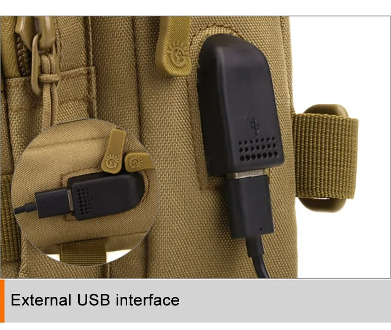 Molle Single Shoulder Sling Chest Backpack with USB Charging