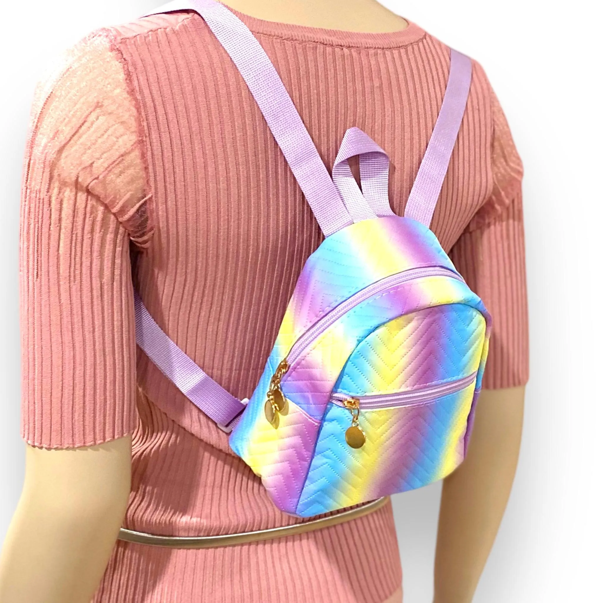 Ombre Mini Backpack Quilted Purse Bag