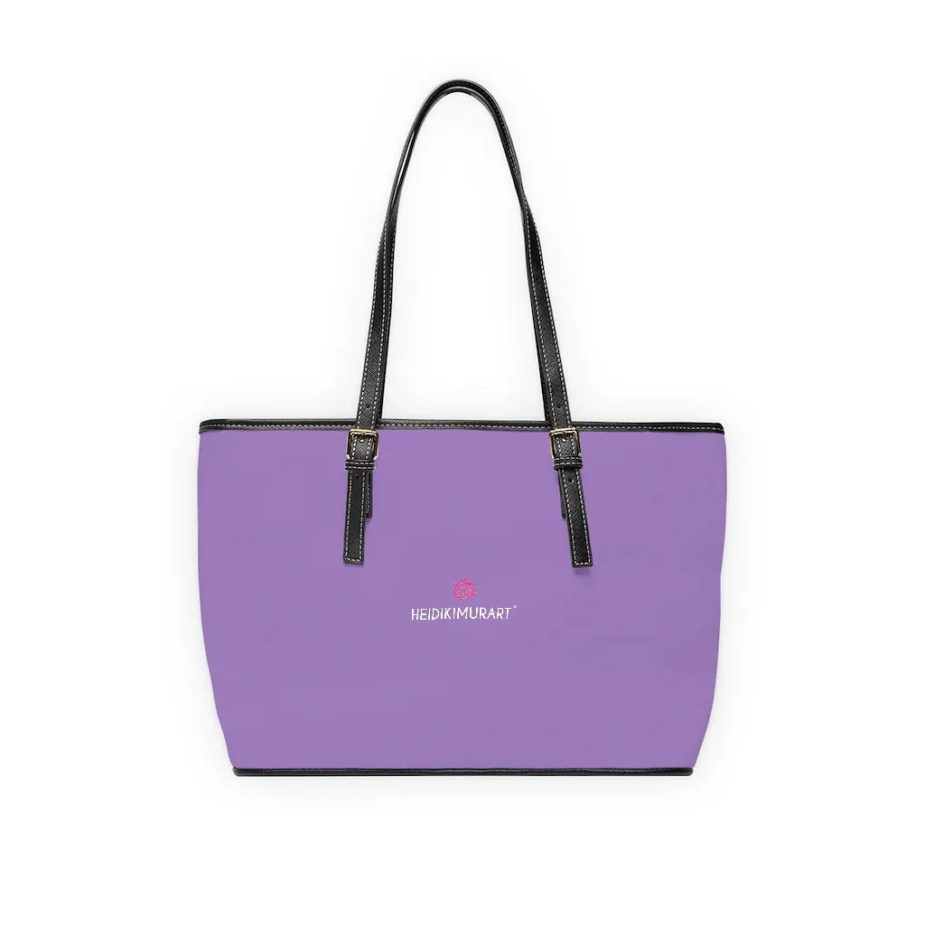 Pastel Purple Best Zipped Tote Bag, Solid Color Modern Essential Designer PU Leather Shoulder Bag For Ladies