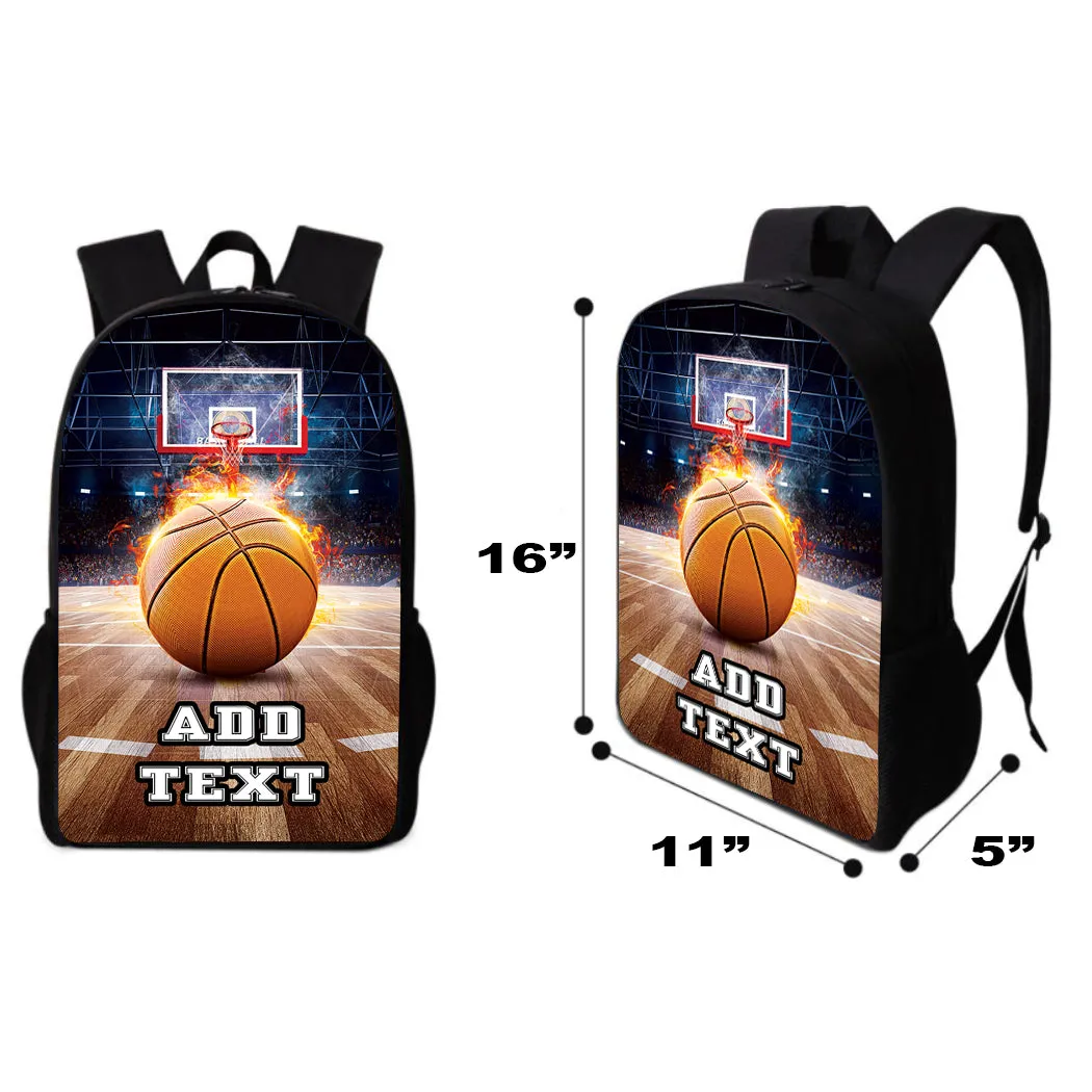 Personalized Backpacks, Lunch Bags, Duffel Bags, or Water Bottles with Full-Color - Basketball Court