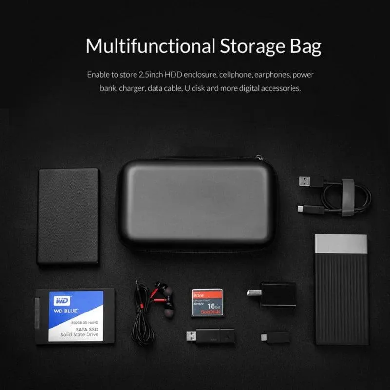 Portable Usb Cable Organizer with Lanyard Cable Management Holder Waterproof Storage Bag for Hard Drive Disk Power Bank Earphone