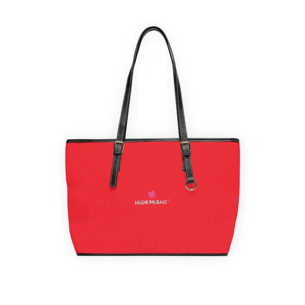 Red Zipped Best Tote Bag, Solid Color Modern Essential Designer PU Leather Shoulder Bag For Ladies