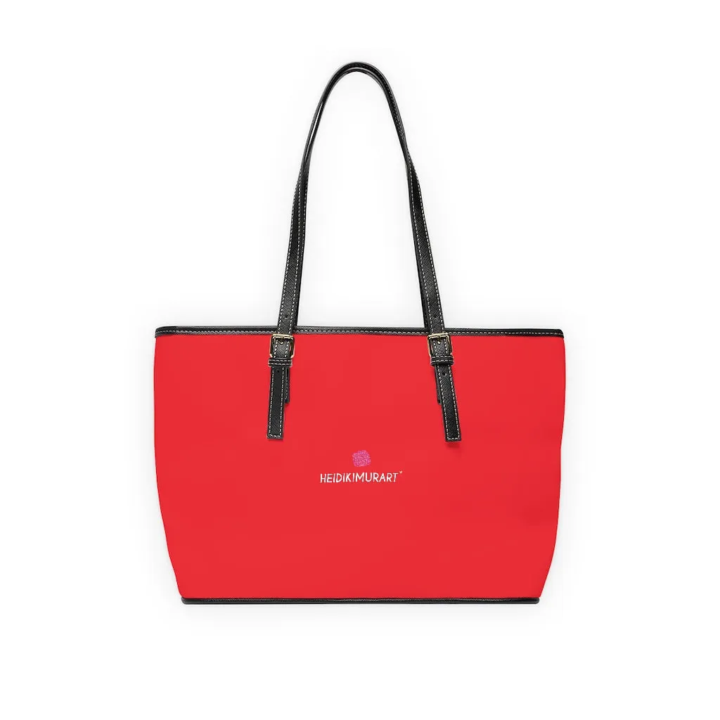 Red Zipped Best Tote Bag, Solid Color Modern Essential Designer PU Leather Shoulder Bag For Ladies