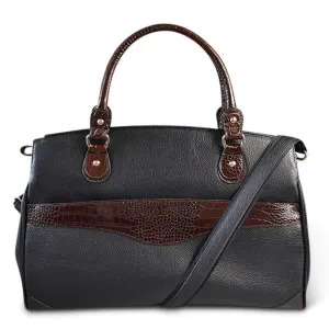 ROTHBURY Black Leather Weekender Duffle Bag Holiday Travel Crossbody Bag