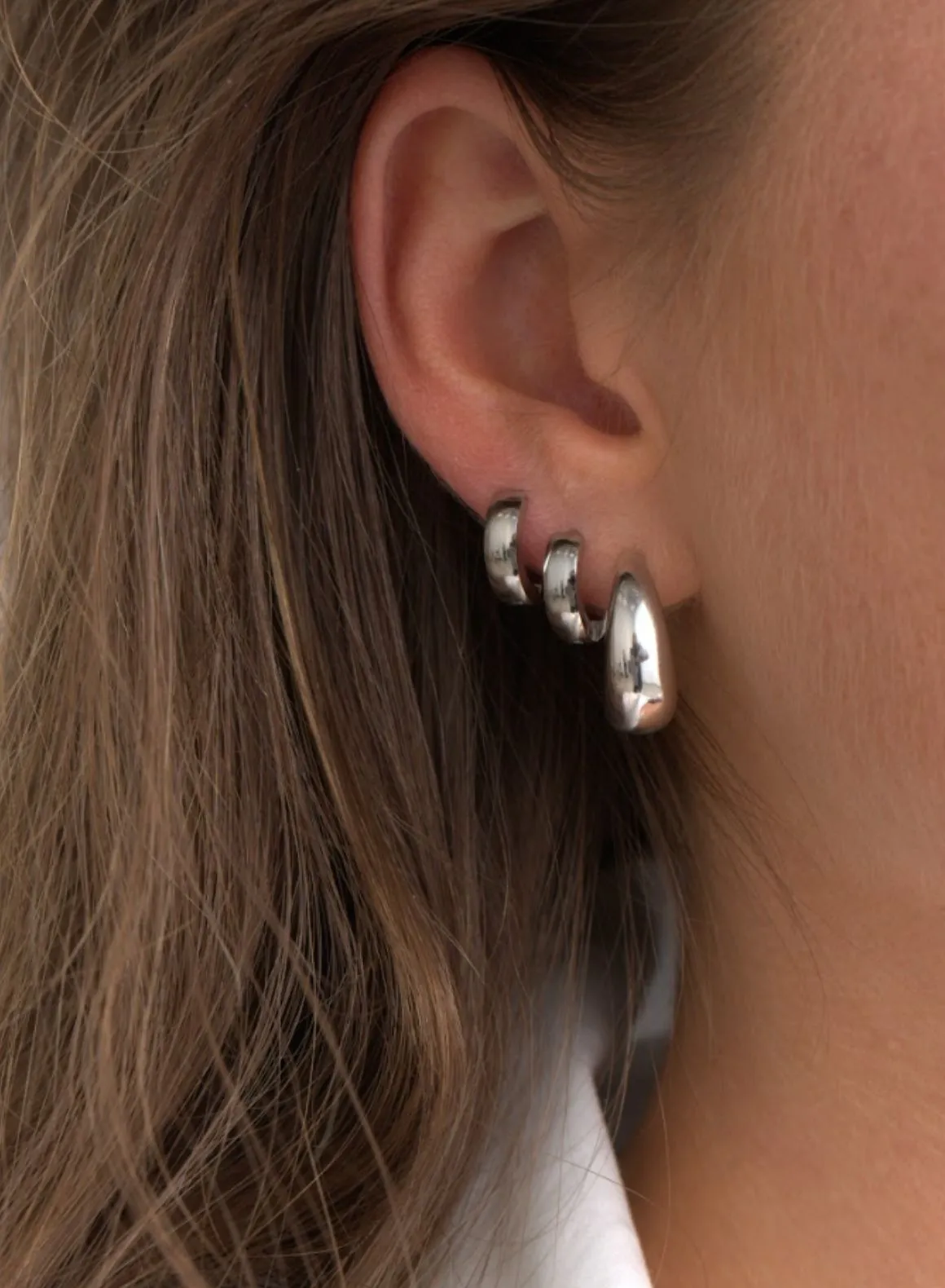 Silver Waterproof Hoop Earrings